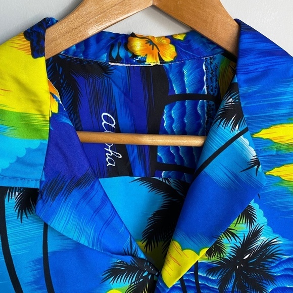 Royal Creations Vintage Aloha Shirt Hawaiian Palm Tree Sunset Surf Men's - Picture 4 of 9